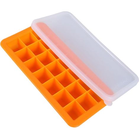 Bac à Glaçons Résistant Froid Orange en Silicone 21 Cases avec (1/5)