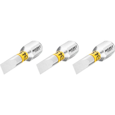 Embout-tournevis (bit) Hazet 2208N-6/3, hexagone massif 6,3 (1/4 pouce), profil à fente, 0.6 x 4.5 mm, nombre d'outils : 3 (1/4)