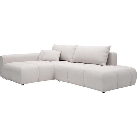 Divano letto angolo sinistro aperto in tessuto testurizzato beige - MINTURNO (1/5)