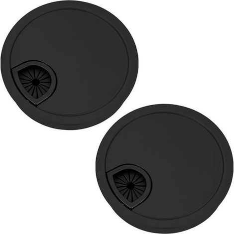 2 tapas para orificios de cables, pasacables de escritorio, pasacables de escritorio de 80 mm, pasacables de escritorio para oficinas (negro) (1/5)