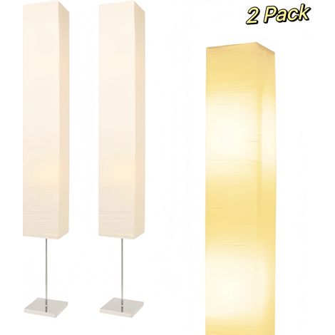 JCPYIUL 2 jeux de lampes de sol en papier, style japonais avec couvercle en papier à riz, lampes de corner en papier pour chambre à coucher, bureau et salon, beige (2 pièces carrées, sans ampoule) (1/5)
