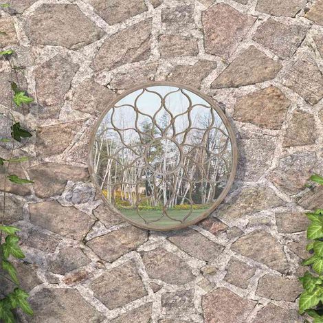 Miroir de jardin-Miroir décoratif-Miroir d'extérieur Sable 60x3 cm Fer Rond utilisation extérieure 915415 (1/5)