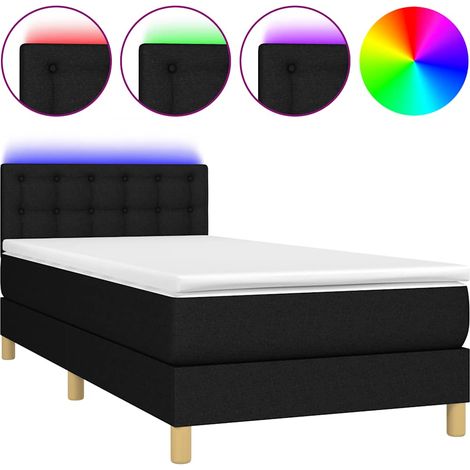 Maison Exclusive - Letto a Molle con Materasso e LED Nero 100x200 cm in Tessuto