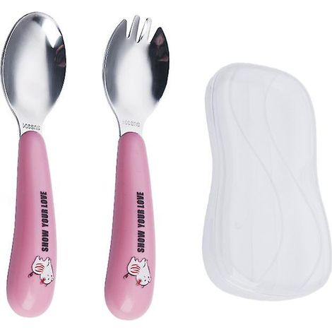 un Ensemble De Rose Tirelire Fourchette Cuillre + Bote Dessin Anim Cuillre Fourchette Bb Apprentissage Apprentissage Cuillre Mnage Portable Vaisse (1/5)