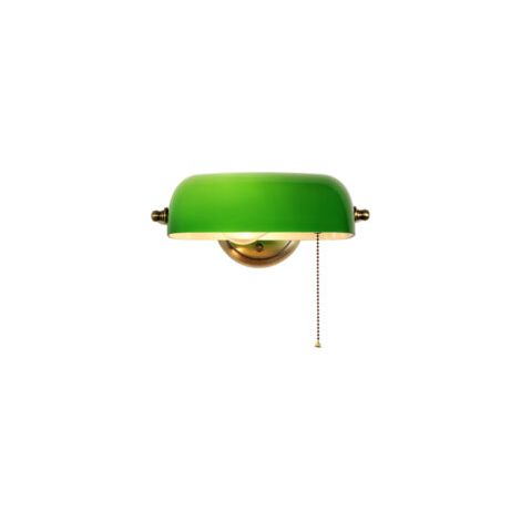 Applique da parete in vetro verde con interruttore a catenella, lampada da comodino per bambini, attacco E27, base in metallo bronzo, lampada da parete regolabile per camera da letto o cucina - Crezuo