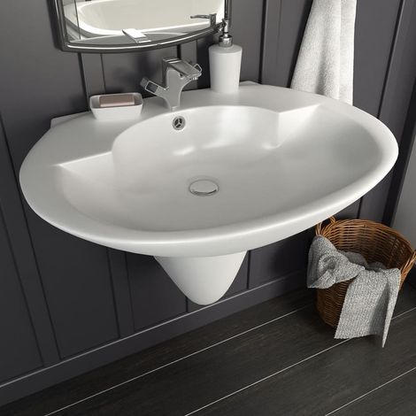 Lavabo mural céramique blanc 690x520x210 mm (1/5)