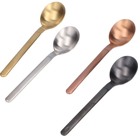 Lot de 4 cuillères longues en acier inoxydable multicolores pour dessert, glace et thé