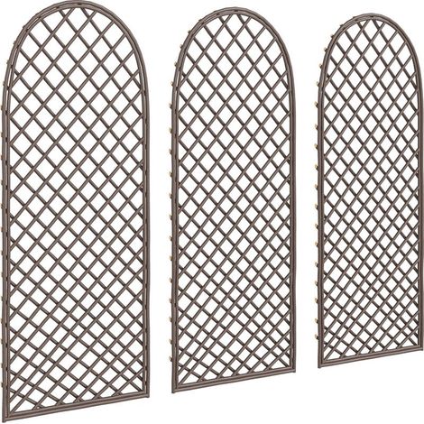 Lot de 3 treillis en osier tressé – Panneaux arqués – Effet bois naturel – 43x2x112 cm – Pour plantes grimpantes (1/5)