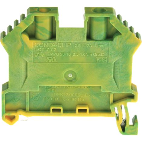 Bloc de mise à la terre RS PRO, 4mm², A visser, Vert/Jaune ( Prix pour Paquet de 10 ) (1/4)