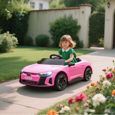 Voiture électrique enfant 12V Audi RS e-tron GT rose, télécommande 2,4 GHz, 3-5 ans FLORAGRACE (1/5)