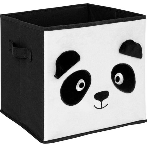 Boîte de Rangement Pliable "Panda" 29x29cm Noir & Blanc (1/5)