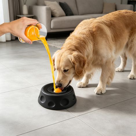Dog Licking Bowl With Ball,Dog Lick Ball,Slow Feeder Dog Bowls For Liquid Treat,Snack Spin Dog Lick Toy For Large Medium Small Dogs (Black) (1/5)