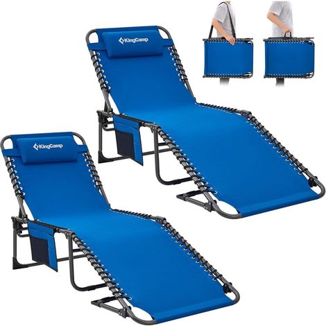 Campingliege Sonnenliege Gartenliege verstellbar Klappbett Set Blau (1/5)