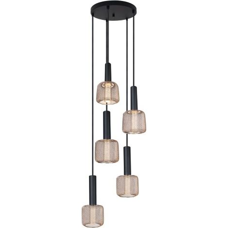 Suspension LED industrielle Maxlight Mesh 5x Ø32 noir