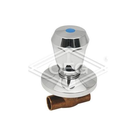 Soupape encastrée avec poignée plastique manchon à souder 15mmdiamètre ,DN 15,bleu/froid