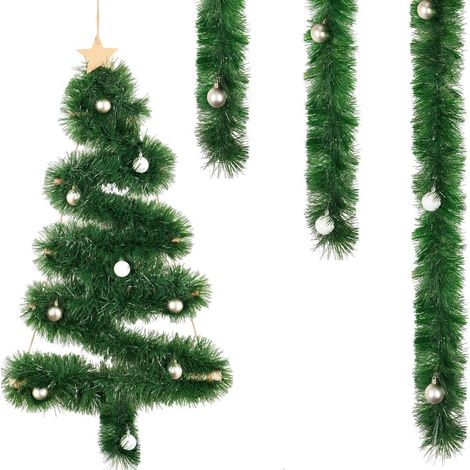 Weihnachtsgirlande 8m mit Kugeln Ø13cm, künstliche Tannengirlande für Deko