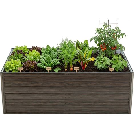 Hochbeet aus Metall – Hochbeet – Blumenkasten für den Außenbereich – 190 x 90 x 64 cm – Robuster Stahl ohne Boden – Dunkelgrau