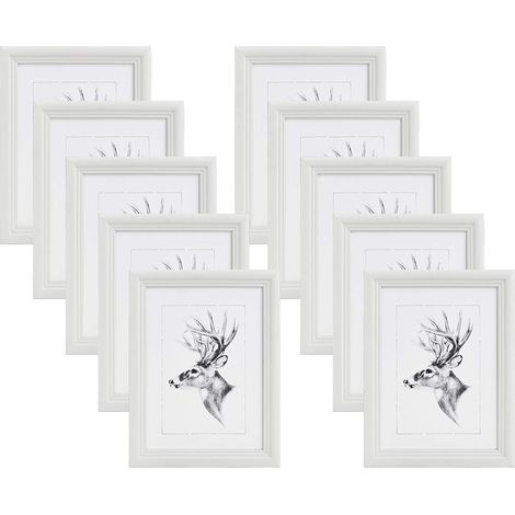 WOLTU 10x Cadre Photo, 10x15cm, Cadre en Bois et Verre, Blanc (1/4)