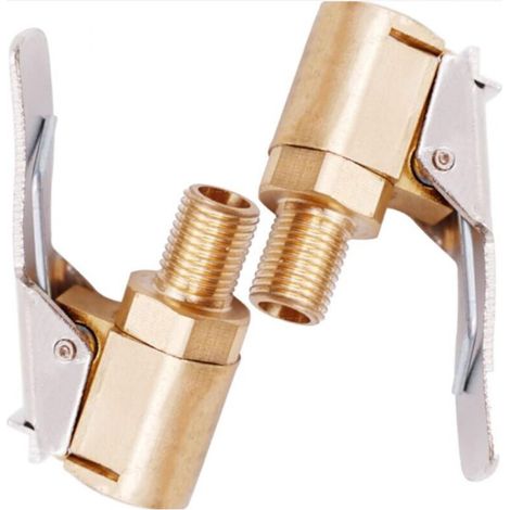 2 Pièce Adaptateur de Valve de Pneu de Voiture, 8 mm Pompe de Embout Laiton Gonflage Valve Clip Pince Connecteur Adaptateur pour Pneu de Voiture ou Camion (1/5)