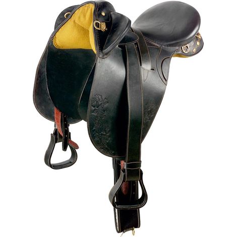 Selle australienne en cuir lisse 18" – Étriers et sangle inclus – Coussins de laine doublés – Pour équitation professionnelle – Sartore