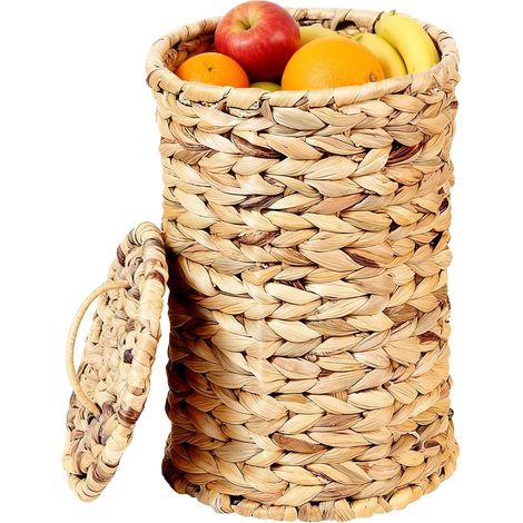 Wicker Trash Can Handwoven Wastebasket Rattan Bin Rustic