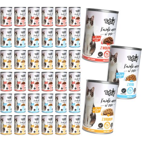 Pâtée pour chat TufTuf, mélange de saveurs, boîtes de 36 x 415 g, morceaux en sauce (1/5)