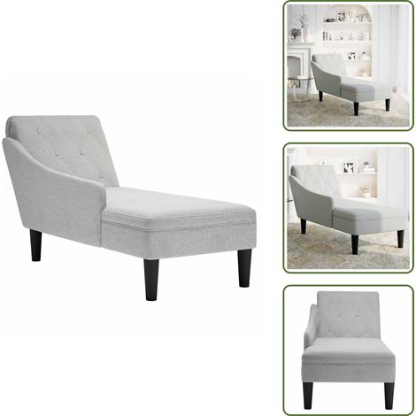 vidaXL Tumbona con almohada y reposabrazo derecho tela gris nube (1/5)