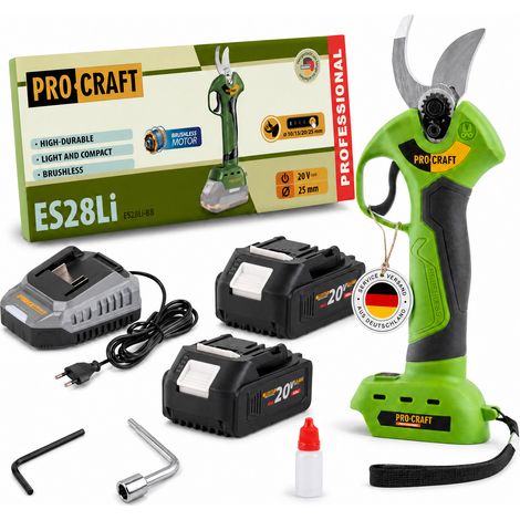 Procraft ES28Li bb Cesoie a batteria Cesoie da giardino 20 V 25 mm + 2x batteria 4,0 Ah + caricabatteria (1/5)