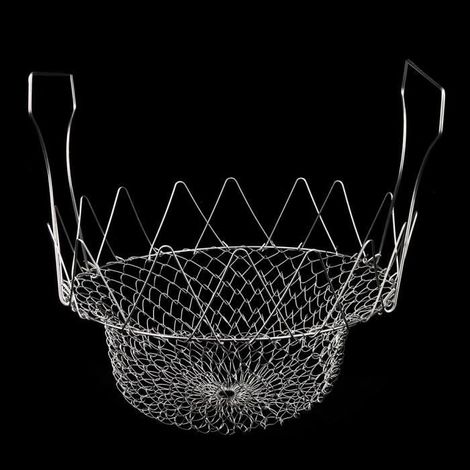 Panier à frites pliant, passoire pratique en acier inoxydable, accessoires de cuisson pour la friture en remuant (1/4)