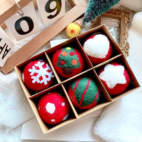 6 Pièces Suspension Sapin de Noël, Deco Noel Pendentif & Crochet Figurines Mignonne Elfe Tricotés Sujet Kit Cadeau