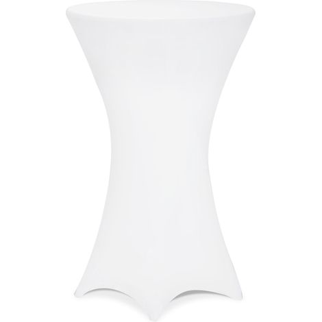 DEUBA® Housse de table de bar bistrot ronde nappe mange debout protection table de cocktail tissu stretch table haute Ø70 cm / Blanc (1/5)