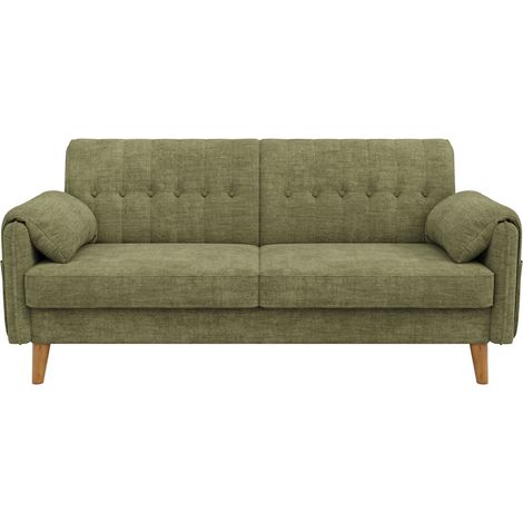 Sofá Recto de 2 Plazas en Chenilla con Respaldo Capitoneado, Cojines de Apoyo y Bolsillos Laterales, Verde, 161,5 × 79 × 83,5 cm (1/5)
