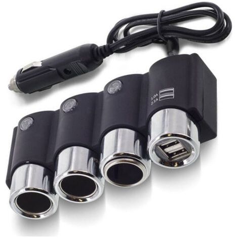 Répartiteur De Prise Allume-cigare 3 Voies, 2 Ports Usb, Chargeur De Batterie 120 W Ic-1503 (1/2)