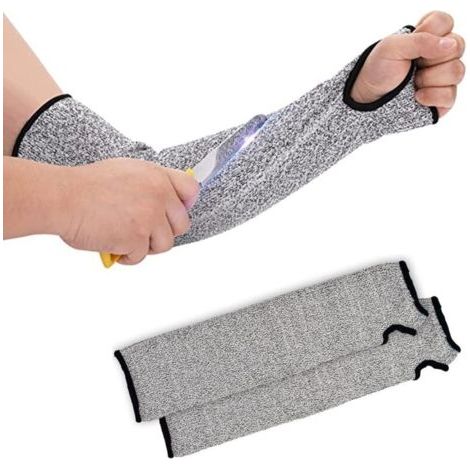 Pair Manches tricotées résistantes aux coupures, gants de jardinage résistants aux coupures, protection des outils de sécurité pour prévenir les abrasions et les rayures, taille M (1 paire, gris).