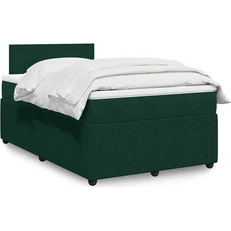 Boxspringbett mit Matratze Dunkelgrün 120x190 cm Samt