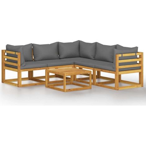 Set Divani da Giardino 6 pz con Cuscini in Massello di Acacia