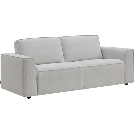 Canapé 3 places convertible express en tissu gris clair - Couchage 140 cm - Matelas 12 cm MOTETO (1/5)