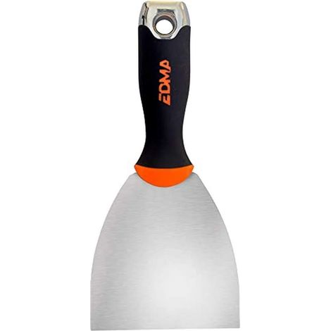 1 - Couteau à enduire - Lame souple - Acier inoxydable finition miroir - Manche bi-matière ergonomique - Pour travaux de plâtre et peinture - Argent - 10 cm