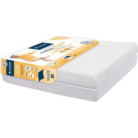 CANDIDE Matelas Pliant 2 Parties Ecru - 60x120  cm