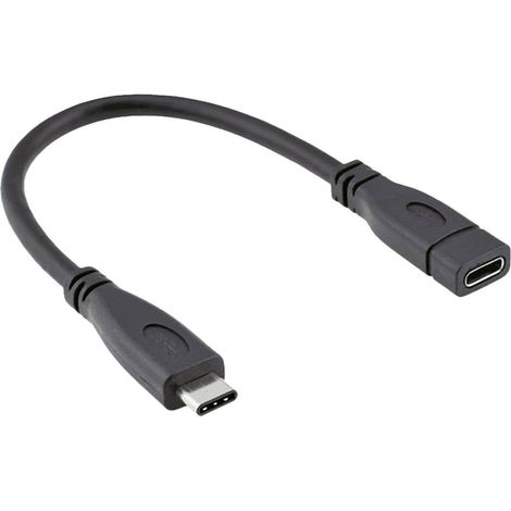 Roline Câble USB USB 3.2 Gen2 (USB 3.1 Gen2) USB-C® mâle, USB-C® femelle 0.15 m noir blindé 11.02.9015 S345412 (1/3)