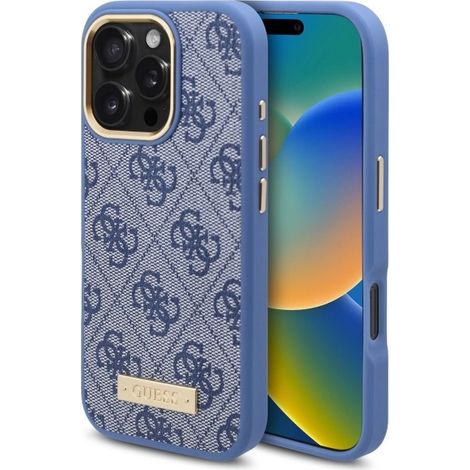 Guess GUHMP16LU4GPRB iPhone 16 Pro 6,3 Zoll blau/blau Hartschalenetui 4G Logo-Platte MagSafe (1/5)