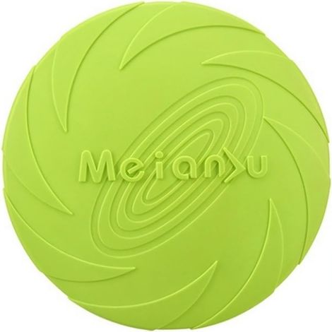 Jouet de chien en silicone volant disque pour dressage interactif, accessoire animal de compagnie, jeu extérieur pour chiot, couleur vert, 18 cm (1/3)