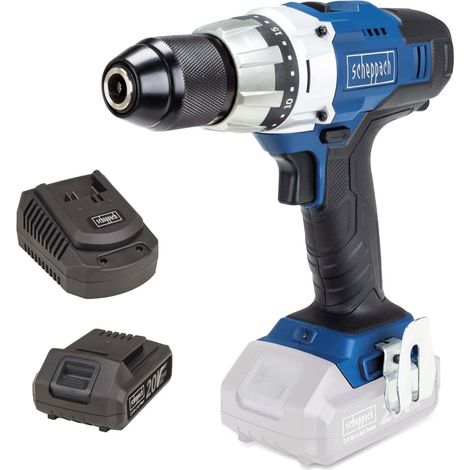 Scheppach – Perceuse-visseuse sans fil 20V avec 1 batterie 2.0Ah – Couple 45Nm – Mandrin métal 2-13mm – Vitesse 0-1600/min – Lampe LED intégrée (1/5)