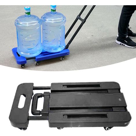 Chariot de manutention pliable, base rétractable de 10 cm, 6 roues silencieuses en caoutchouc, roulements robustes, antidérapant, noir. (1/5)