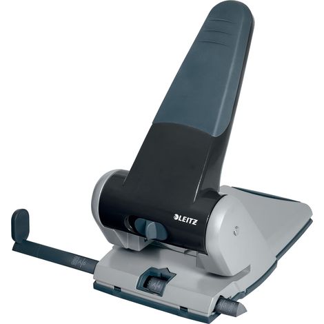 Leitz, Perforatore a 2 fori per casa e ufficio pratica e robusta con impugnatura antiscivolo, Fora fino a 65 fogli, Bucatrice da tavolo e scrivania con cassetto di raccolta inferiore, Nero, 51800095 (1/5)