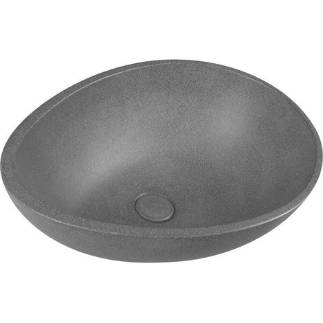 Sapho Waschtische und Waschbecken - Waschtisch Punc 53x39 cm, mit Ablaufgarnitur, Nanoschicht, schwarzer Sandstein BH7001