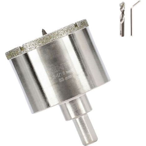 2-1/16 Pouces 53mm scie cloche carrelage foret diamant carrelage avec foret de centrage Revêtue de diamant Adaptée pour Verre Marbre Porcelaine et Céramique (1/5)