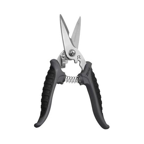 Ribitech – Ciseaux acier inox 180 mm – Poignée bi-matière pour confort – Système de blocage – Coupe carton, plastique, cuir et moquette