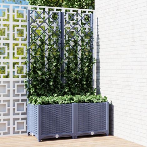 Bac à fleurs,Jardinière avec treillis Gris foncé 80x40x136 cm PP -10821 (1/5)