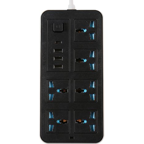 Multiprise Intelligente 6 Prises Surge Protection + 3 Ports USB + 1 Port Type-C, Matière ABS/Cuivre, Coloris Noir/Blanc (1/5)